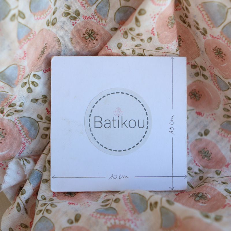 Guilia - Seersucker / Coton gaufré doux bleu tendre et corail nude