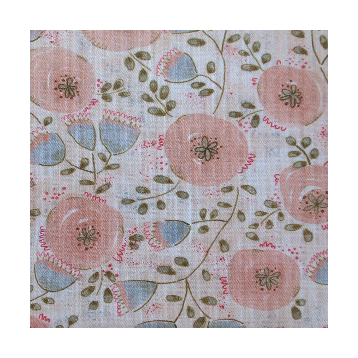 Guilia - Seersucker / Coton gaufré doux bleu tendre et corail nude Guilia - Seersucker / Coton gaufré doux bleu tendre et corail nude