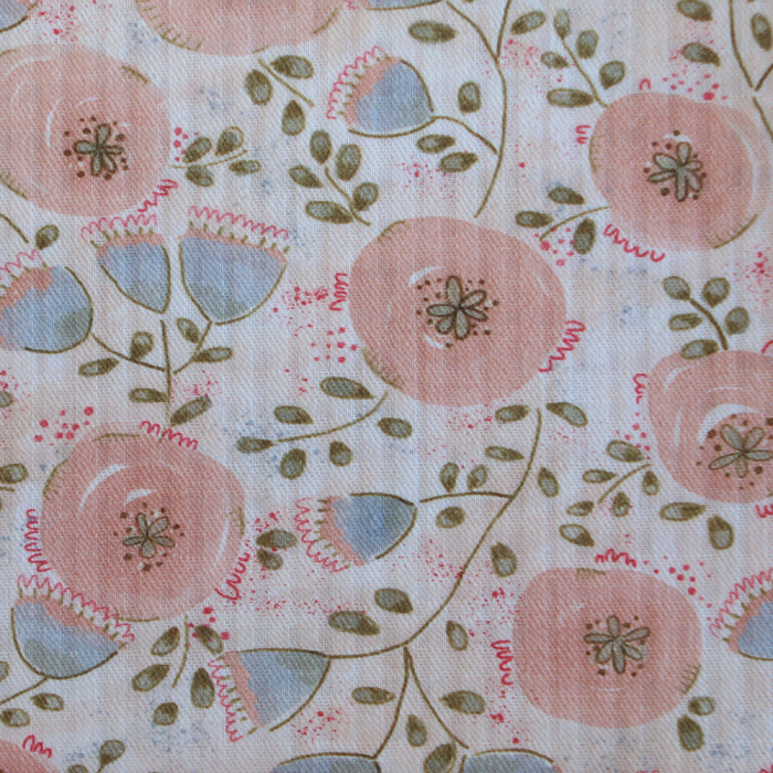 Guilia - Seersucker / Coton gaufré doux bleu tendre et corail nude