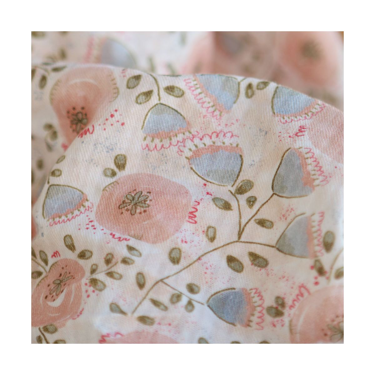 Guilia - Seersucker / Coton gaufré doux bleu tendre et corail nude Guilia - Seersucker / Coton gaufré doux bleu tendre et corail nude