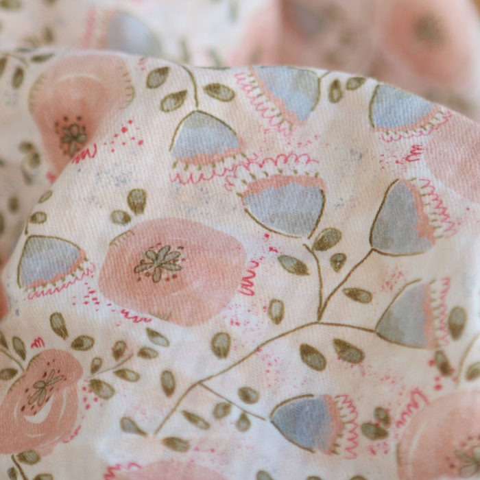 Guilia - Seersucker / Coton gaufré doux bleu tendre et corail nude