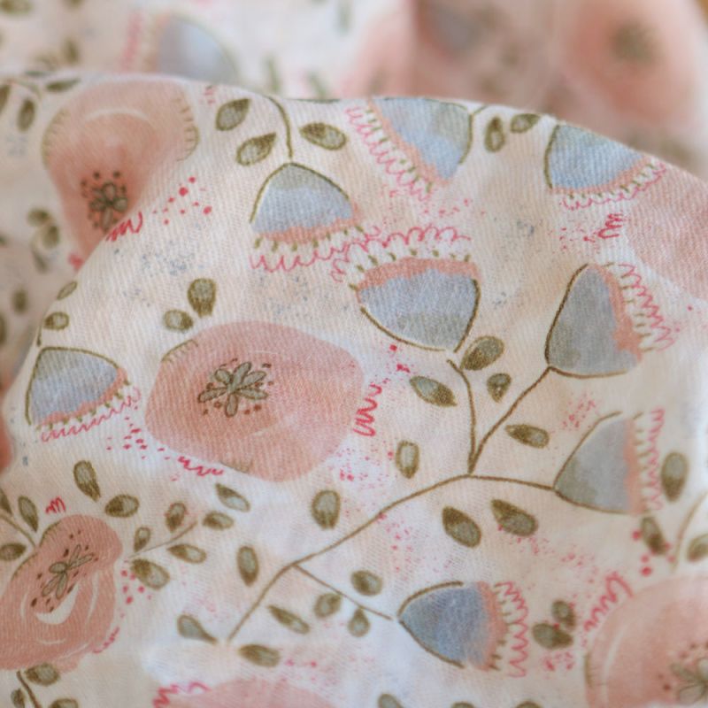 Guilia - Seersucker / Coton gaufré doux bleu tendre et corail nude