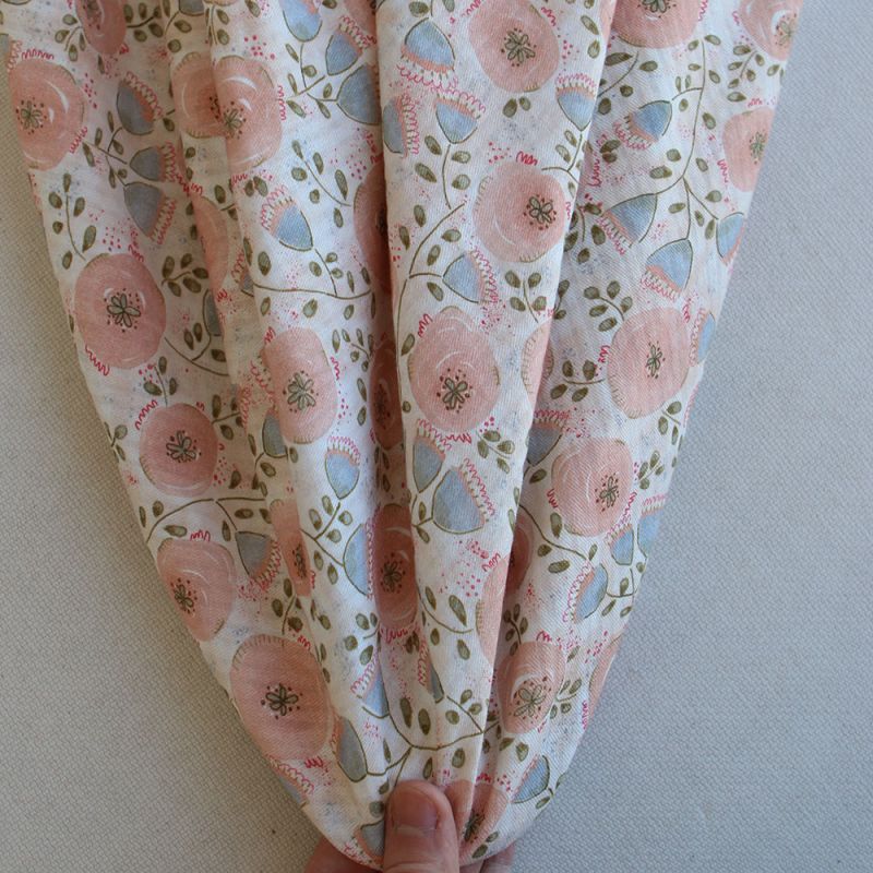 Guilia - Seersucker / Coton gaufré doux bleu tendre et corail nude