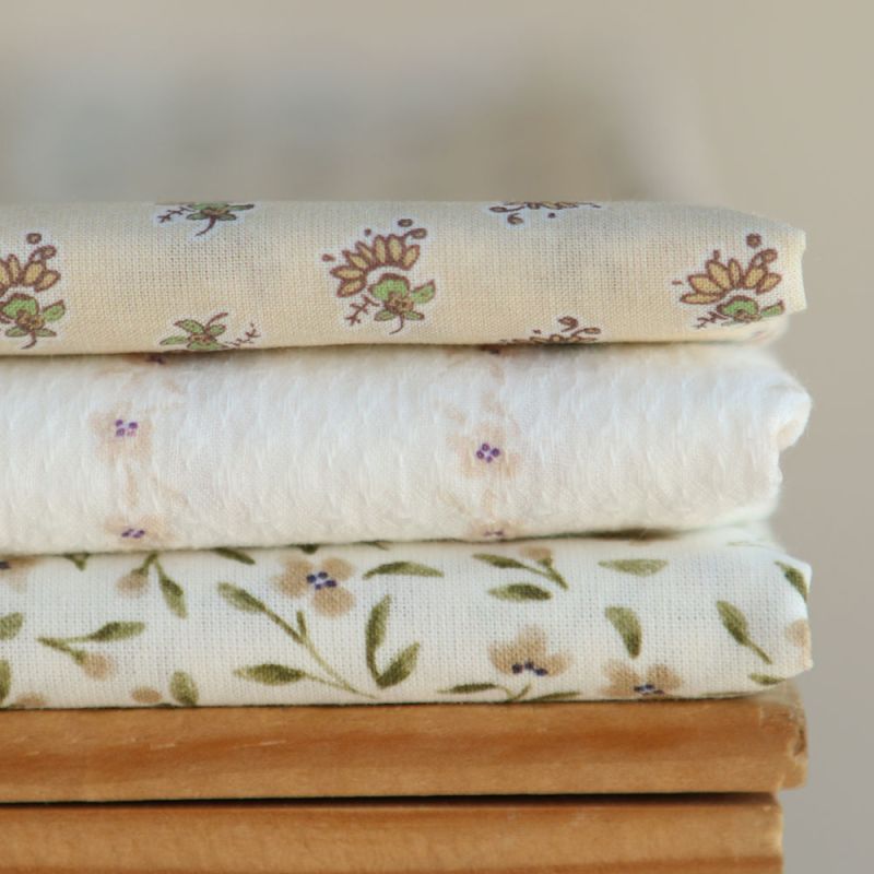 Alicia - Tissu coton texturé imprimé beige