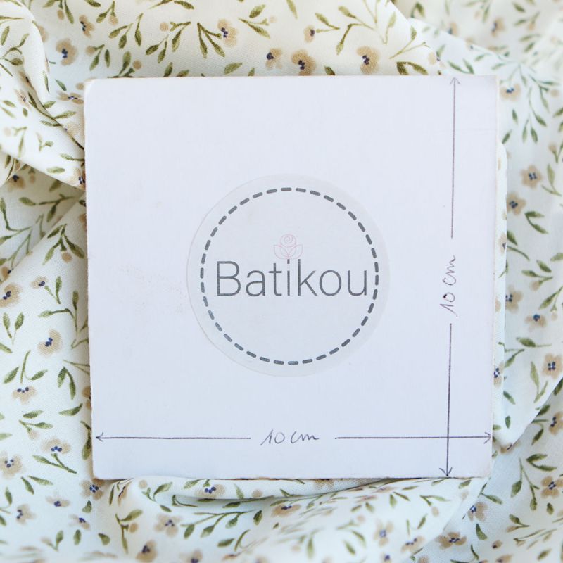 Noémie - Popeline de coton douce qualité SWEET lait fleuri vert et beige