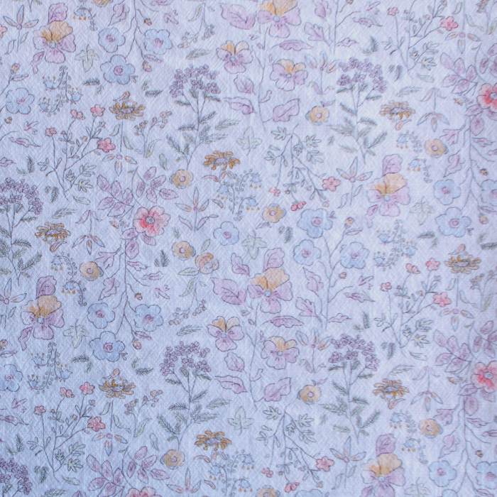 Faustine - Coton lavé bio blanc fleuri pastel