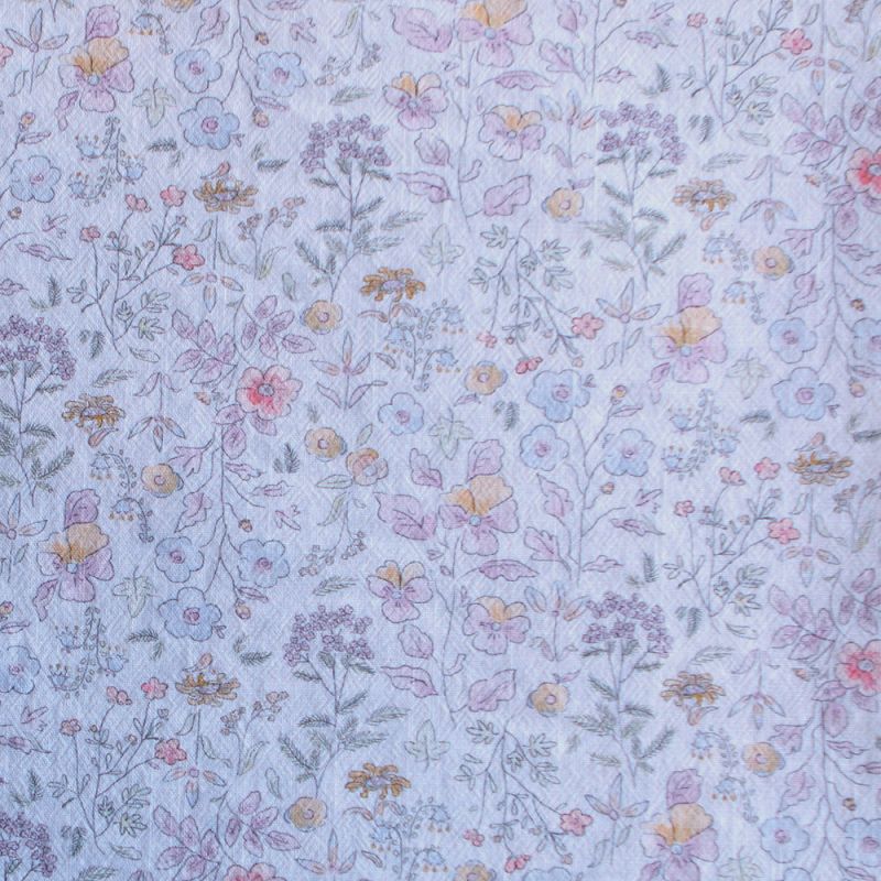 Faustine - Coton lavé bio blanc fleuri pastel