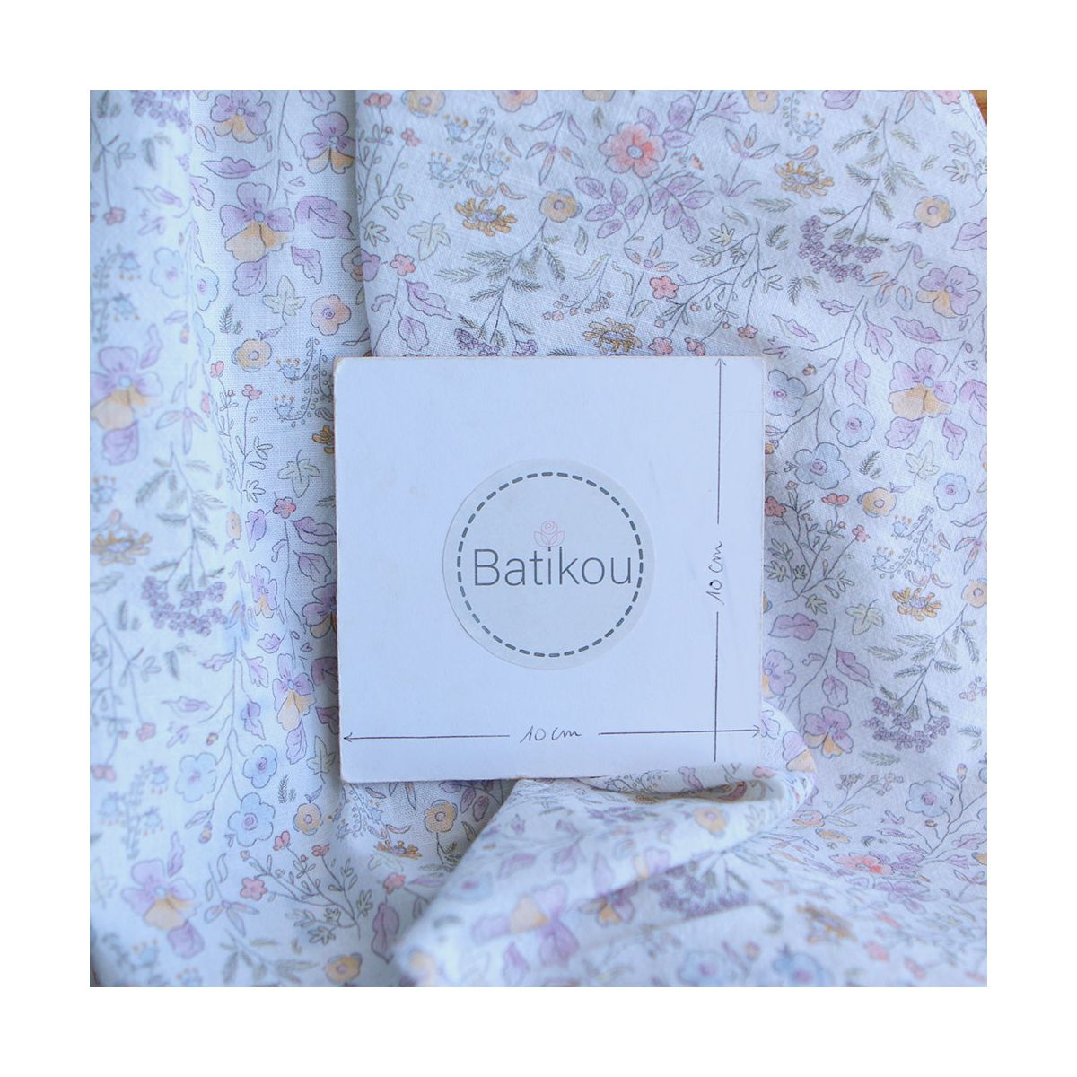 Faustine - Coton lavé bio blanc fleuri pastel Faustine - Coton lavé bio blanc fleuri pastel