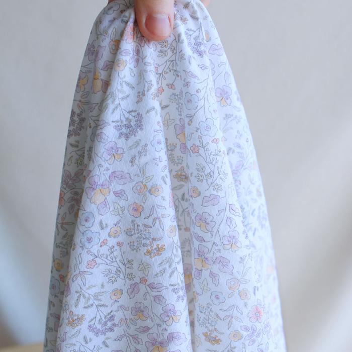 Faustine - Coton lavé bio blanc fleuri pastel