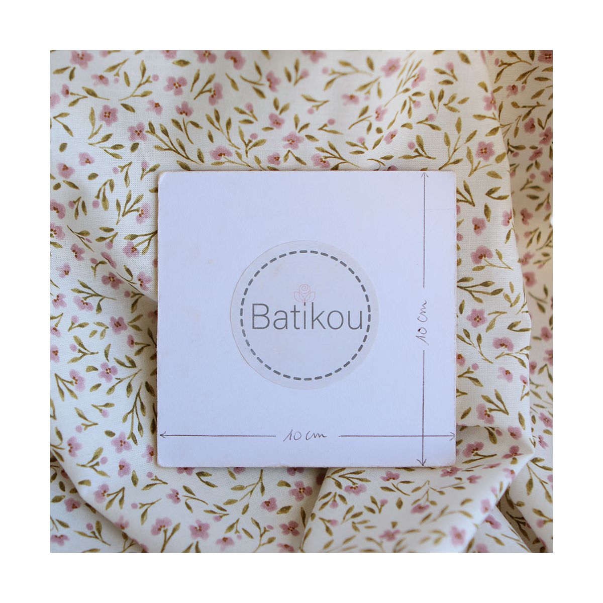 Noémie - Popeline de coton douce qualité SWEET lait fleuri vert et bois de rose