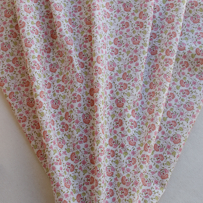 Valentine - Batiste de coton SILKYNE à imprimé fleuri lime rose