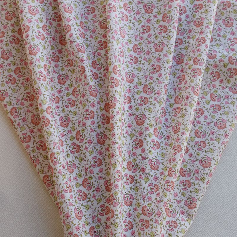 Valentine - Batiste de coton SILKYNE à imprimé fleuri lime rose