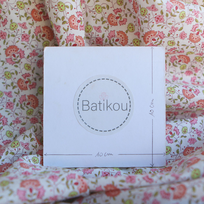 Valentine - Batiste de coton SILKYNE à imprimé fleuri lime rose