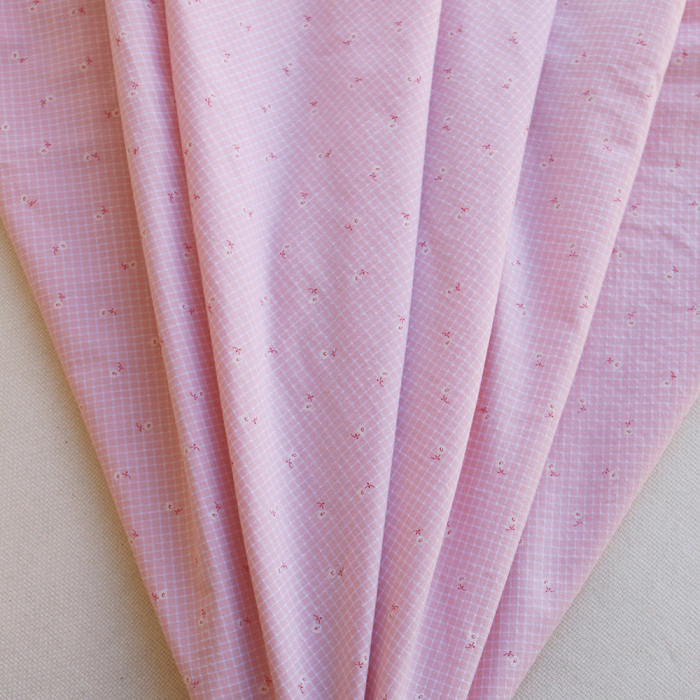 copy of Seersucker quadrillage fin minis fleurs fond sorbet abricot