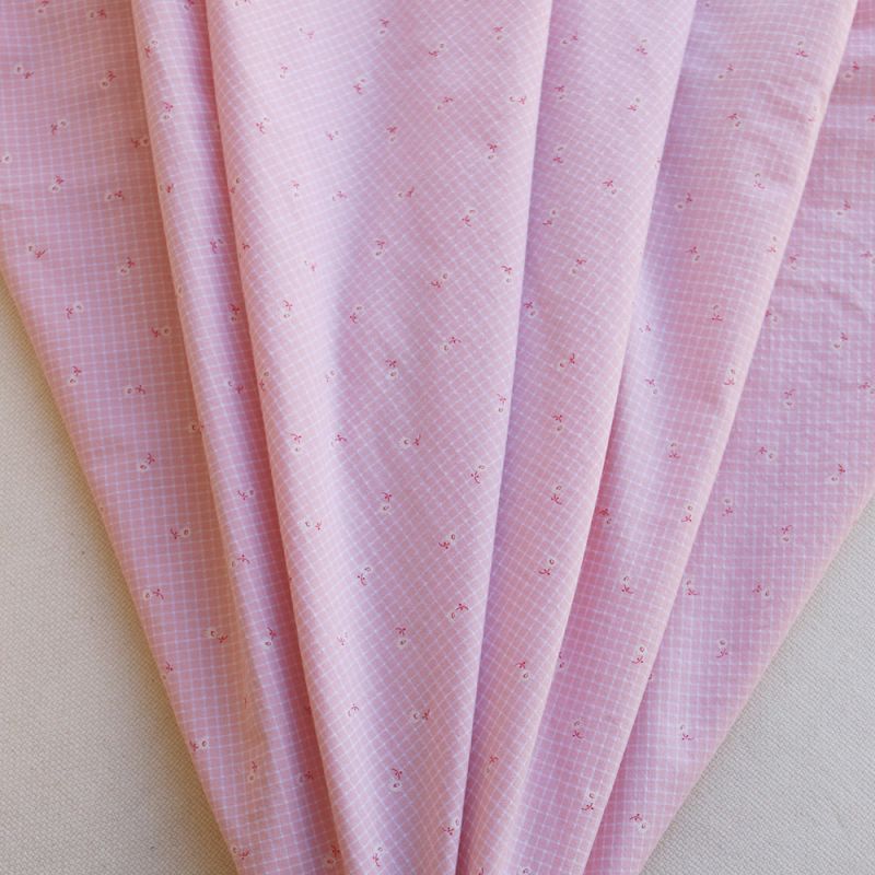 copy of Seersucker quadrillage fin minis fleurs fond sorbet abricot