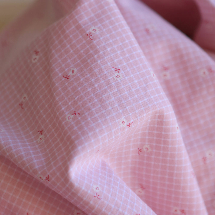 copy of Seersucker quadrillage fin minis fleurs fond sorbet abricot