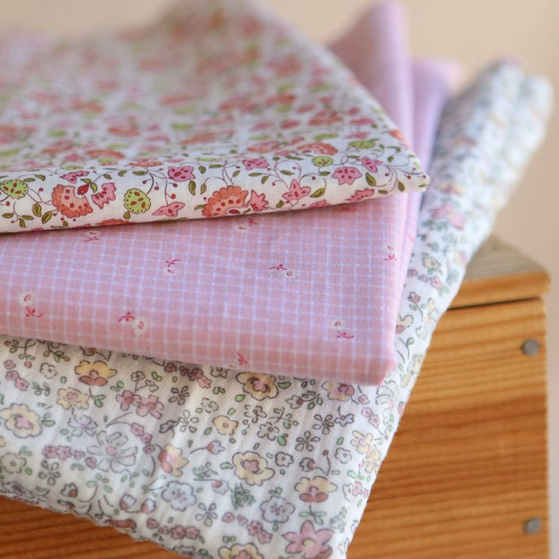 copy of Seersucker quadrillage fin minis fleurs fond sorbet abricot