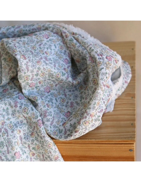 copy of Albane - Double gaze de coton motif fleuri bleu ocre