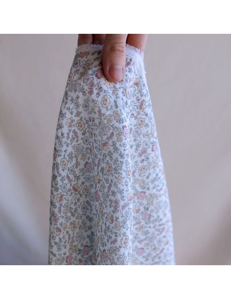 copy of Albane - Double gaze de coton motif fleuri bleu ocre