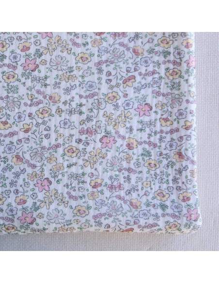 copy of Albane - Double gaze de coton motif fleuri bleu ocre