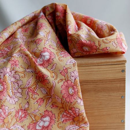 Tissu indien coton hand block traditionnel Tissu indien coton hand block traditionnel