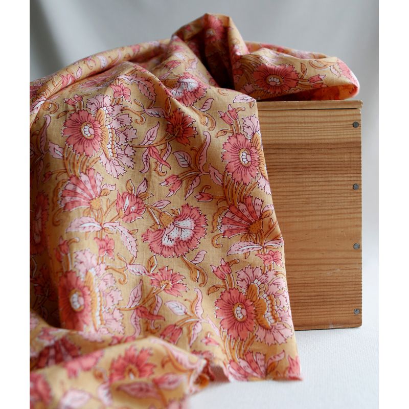 Tissu indien coton hand block traditionnel