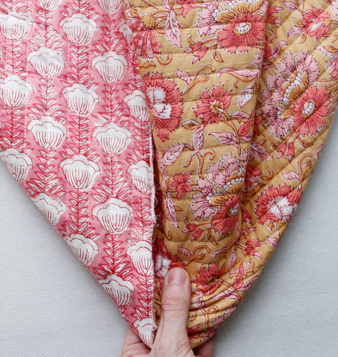 ISHA - Tissu indien matelassé double face coton hand block largeur 100cm