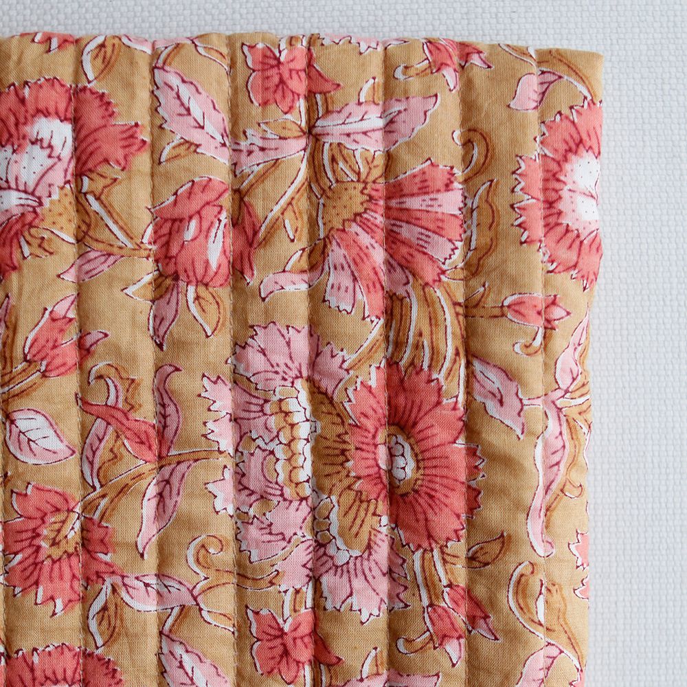 ISHA - Tissu indien matelassé double face coton hand block largeur 100cm