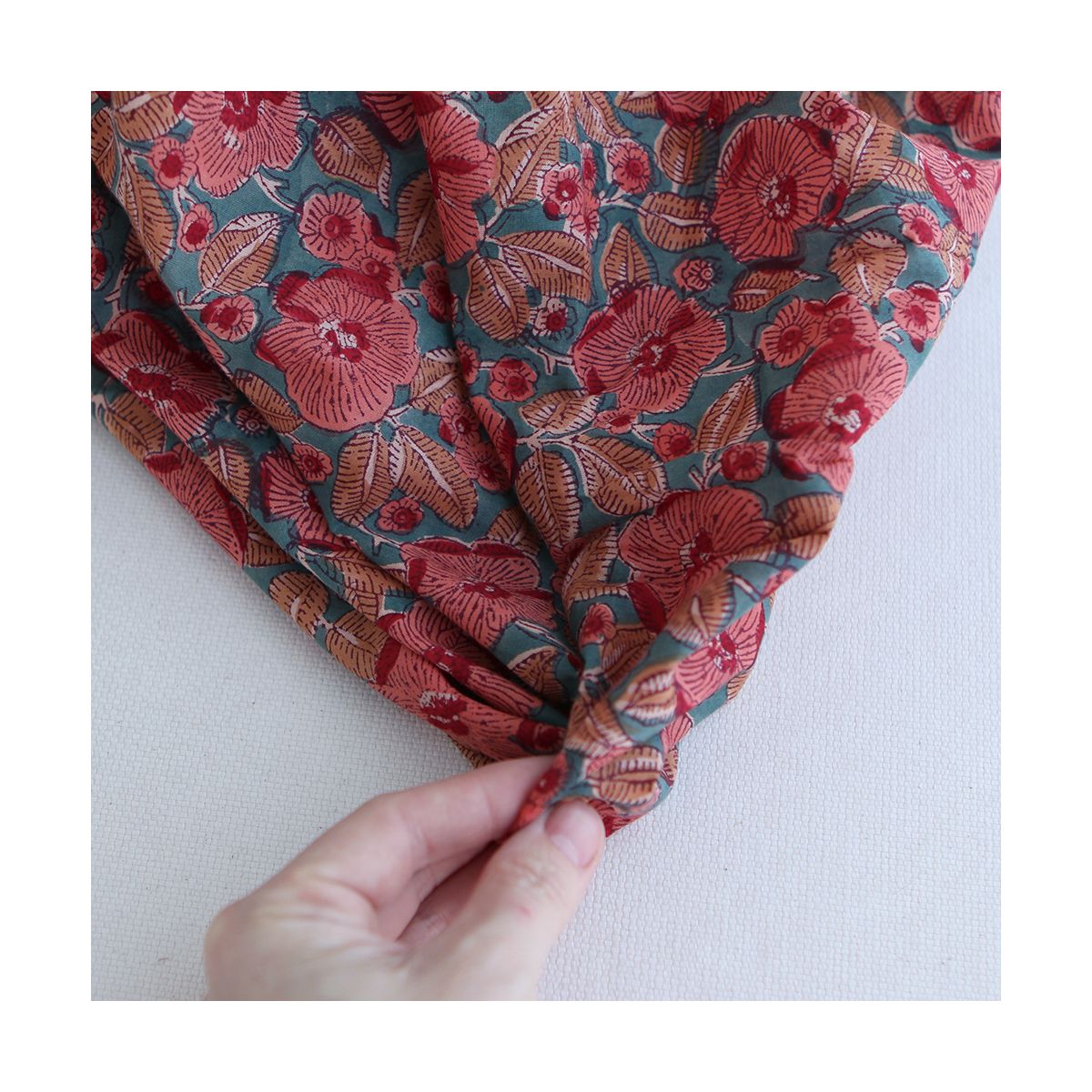 Sahar - Tissu indien coton hand block traditionnel Teal Sahar - Tissu indien coton hand block traditionnel Teal