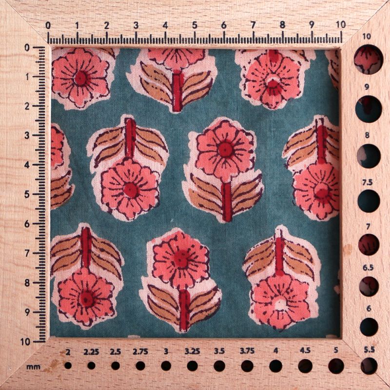 Sahar B - Tissu indien coton hand block traditionnel Teal