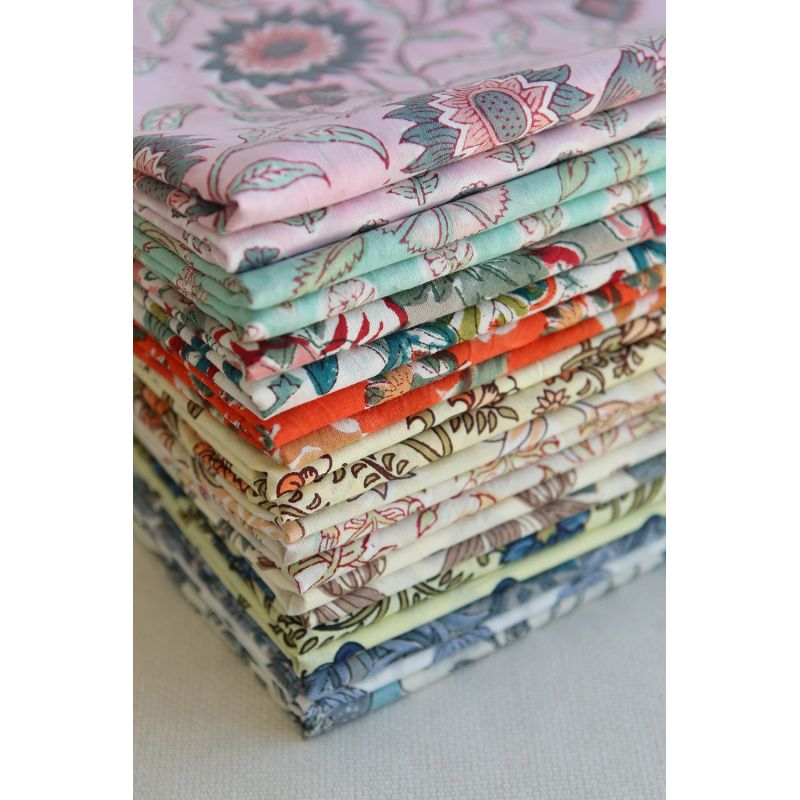 Au mètre - Tissu indien coton hand block traditionnel