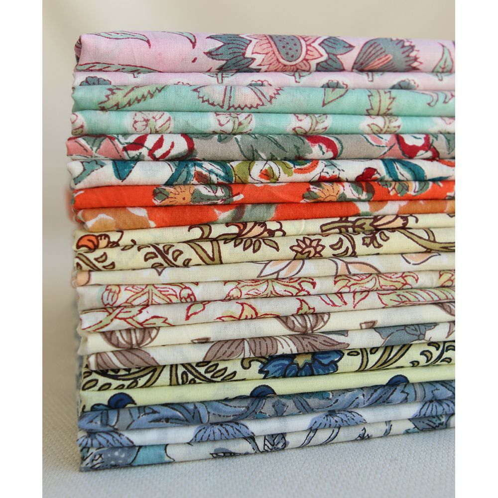 Au mètre - Tissu indien coton hand block traditionnel