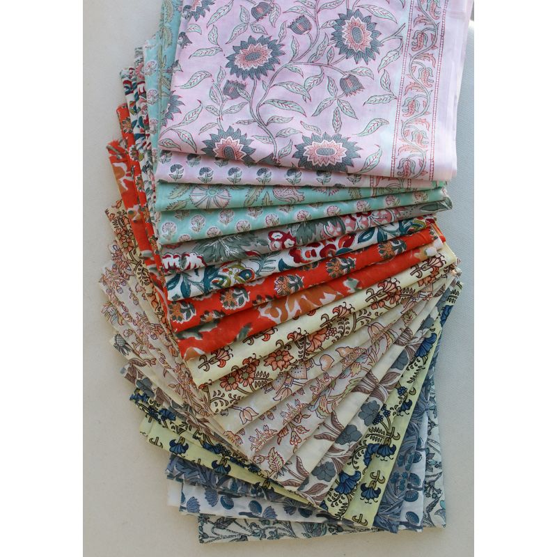 Au mètre - Tissu indien coton hand block traditionnel