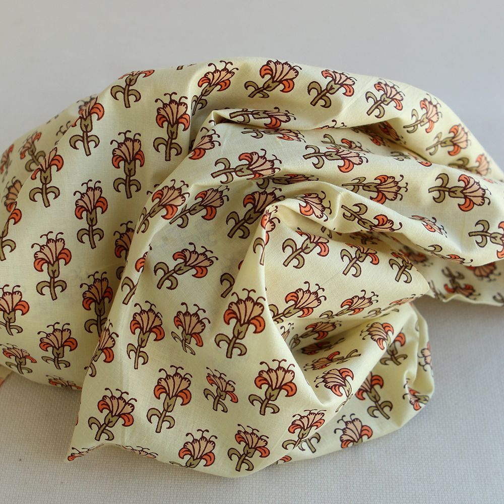 Au mètre - Tissu indien coton hand block traditionnel