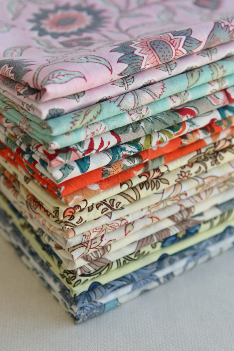 Au mètre - Tissu indien coton hand block traditionnel