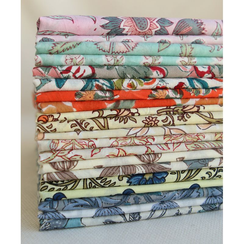 Au mètre - Tissu indien coton hand block traditionnel