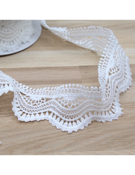 Galon guipure BLANC CASSE  60mm x 1m