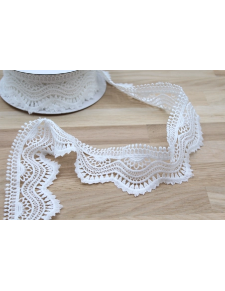 Galon guipure BLANC CASSE  60mm x 1m