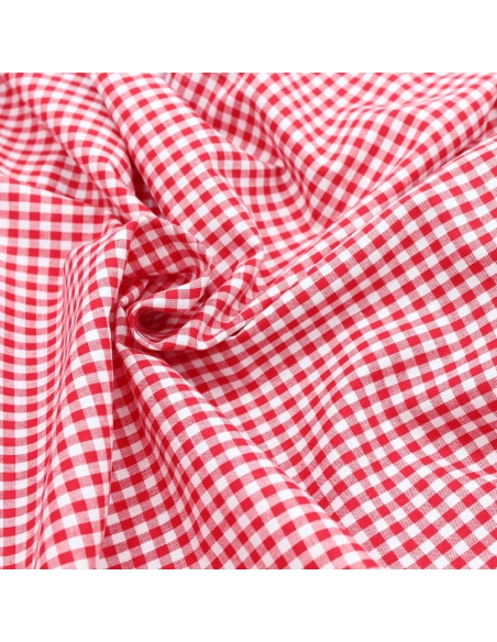 Coton vichy carreaux rouge et blanc 5mm Qualité Oeko-tex - 1