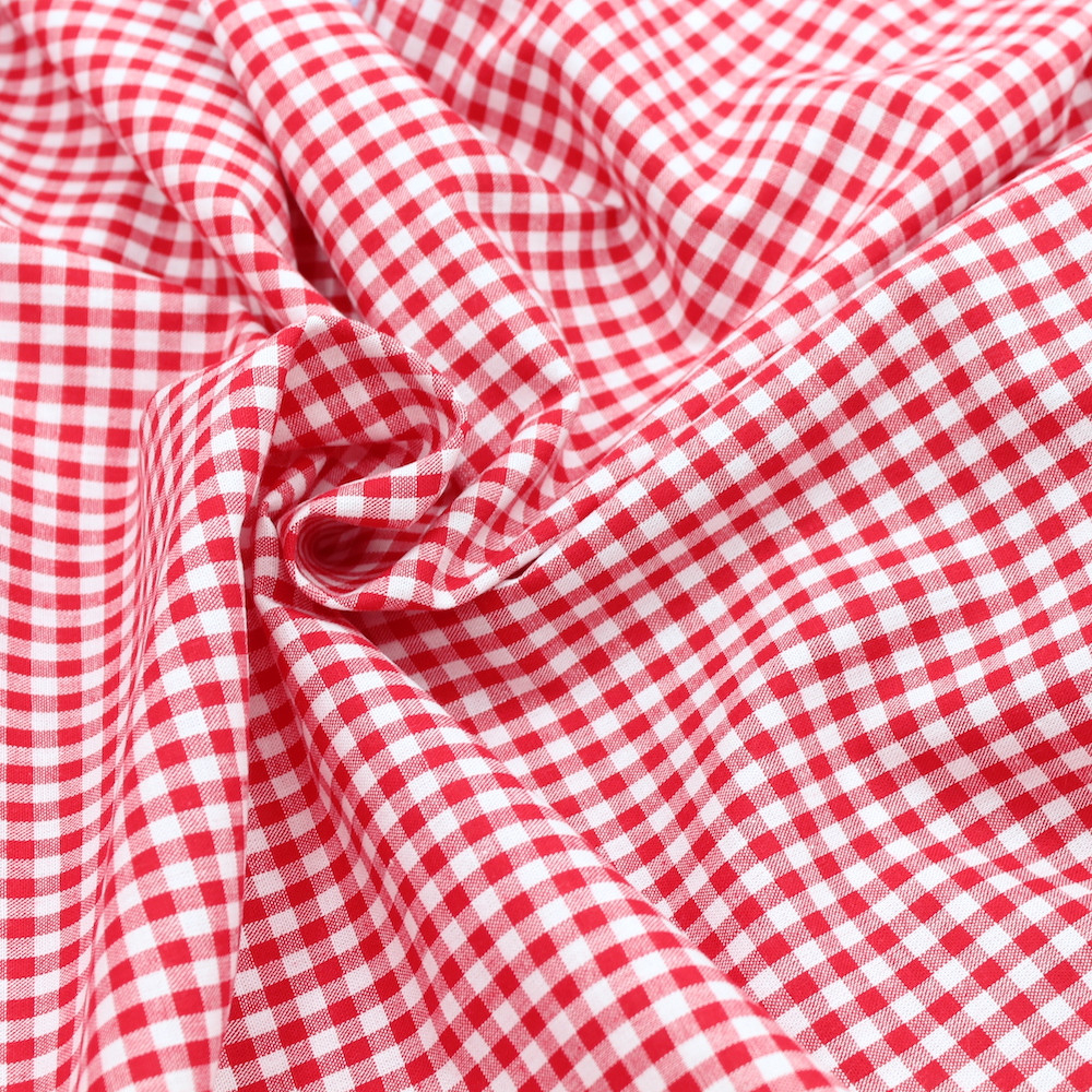 Coton vichy carreaux rouge et blanc 5mm Qualité Oeko-tex - 1
