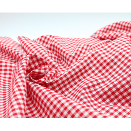 Coton vichy carreaux rouge et blanc 5mm Qualité Oeko-tex - 2 Coton vichy carreaux rouge et blanc 5mm Qualité Oeko-tex - 2