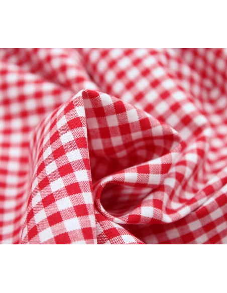 Coton vichy carreaux rouge et blanc 5mm Qualité Oeko-tex - 3