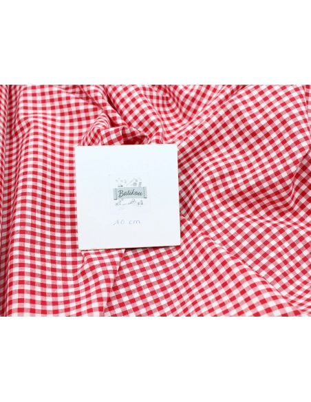 Coton vichy carreaux rouge et blanc 5mm Qualité Oeko-tex - 4
