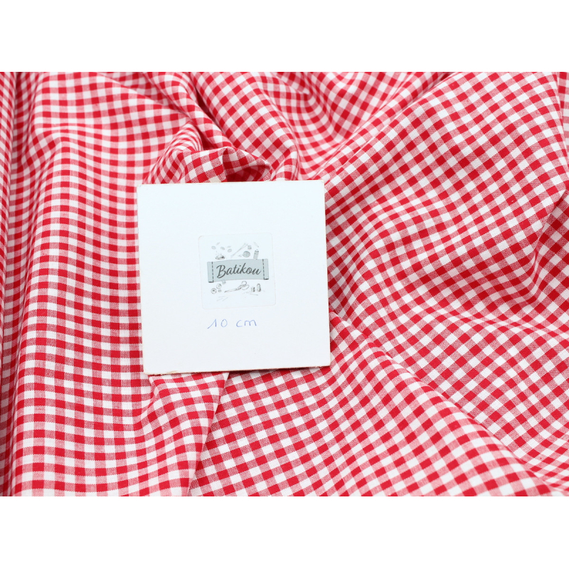 Coton vichy carreaux rouge et blanc 5mm Qualité Oeko-tex - 4