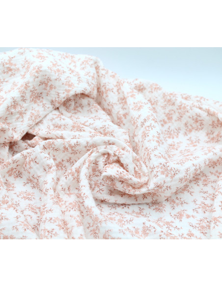 Meriem - Double gaze de coton BIO motif exclusif Pêche frais Tissus issus de l'agriculture biologique  - 5