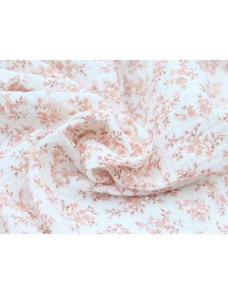 Meriem - Double gaze de coton BIO motif exclusif Pêche frais Tissus issus de l'agriculture biologique  - 6