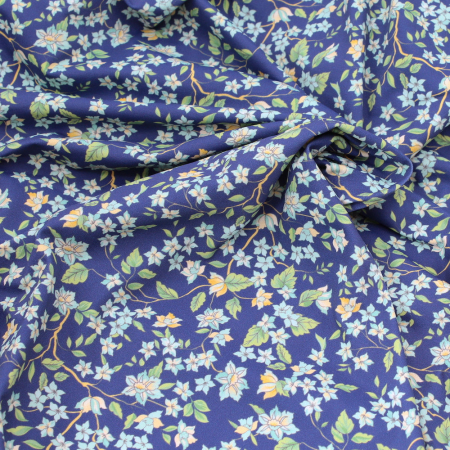Jersey Lycra (maillot de bain) coloris fleuri marine