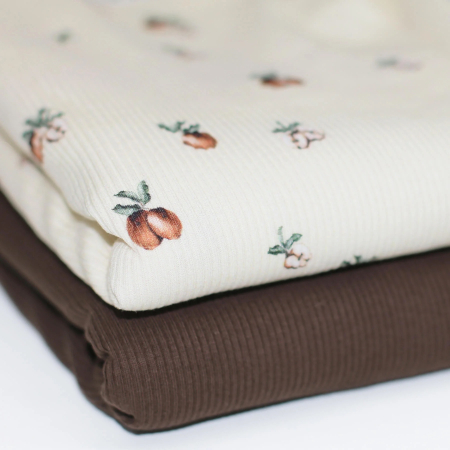 Jersey coton côtes fines à motif petites pommes vintage Jersey coton côtes fines à motif petites pommes vintage