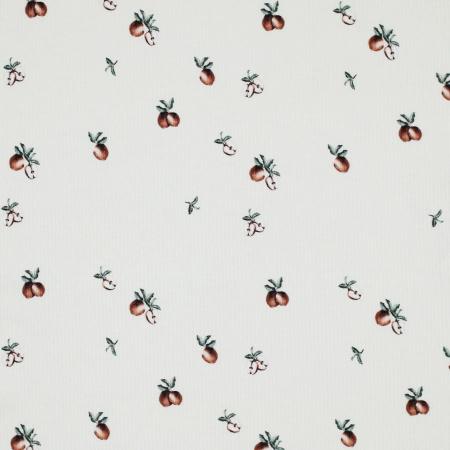 Jersey coton côtes fines à motif petites pommes vintage Jersey coton côtes fines à motif petites pommes vintage