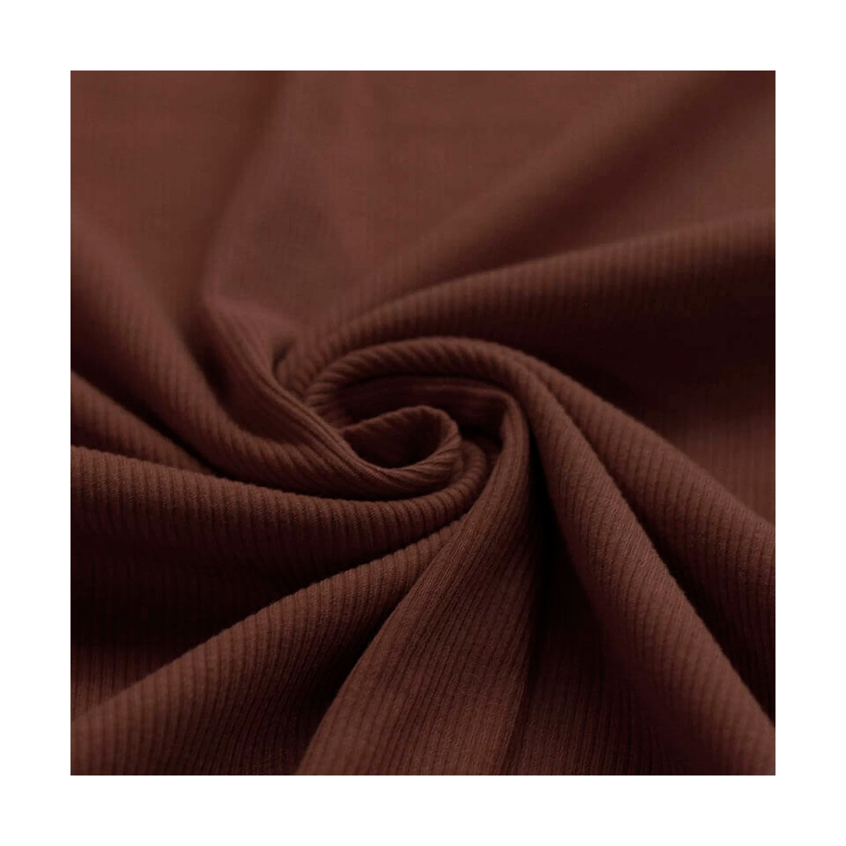 Jersey coton côtes fines coloris marron